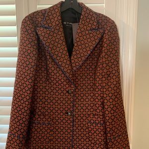 ETRO silk jacquard blazer with blue piping